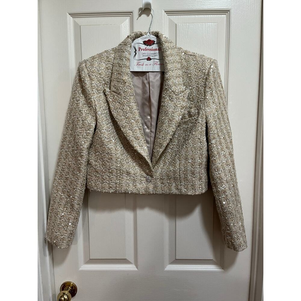 Line and Dot Sequined Blazer Jacket